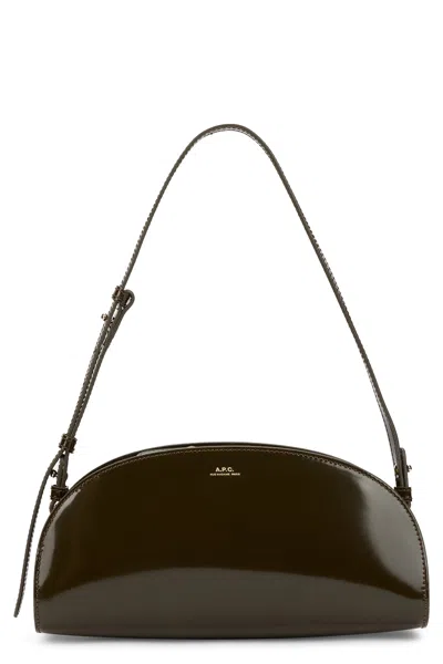 A.p.c. A. P.c. Curved Leather Shoulder Handbag In Brown