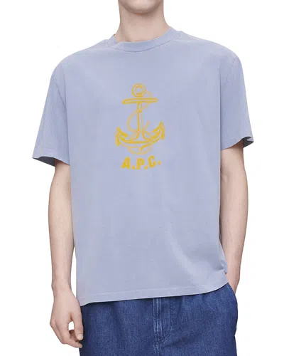 Apc A. P.c. Davy Logo Graphic Tee In Blue