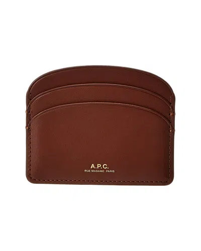 Apc A. P.c. Demi Lune Leather Card Holder In Brown