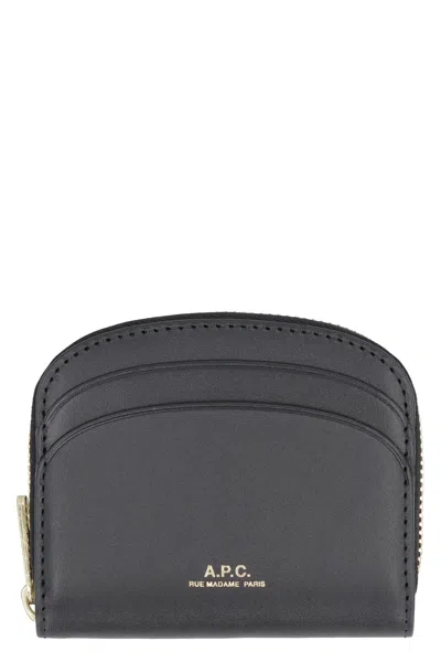 A.p.c. A. P.c. Demi Lune Mini Leather Wallet In Black