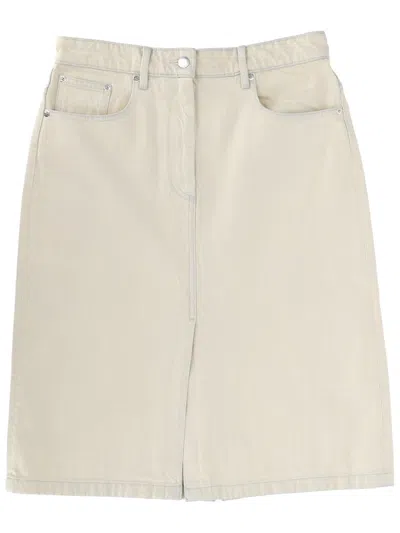 Apc A. P.c. Denim Midi Skirt In Neutral