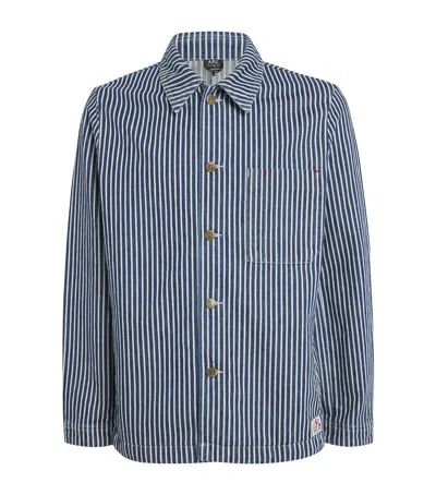 Apc A. P.c. Denim Striped Shirt In Tic Blue/white
