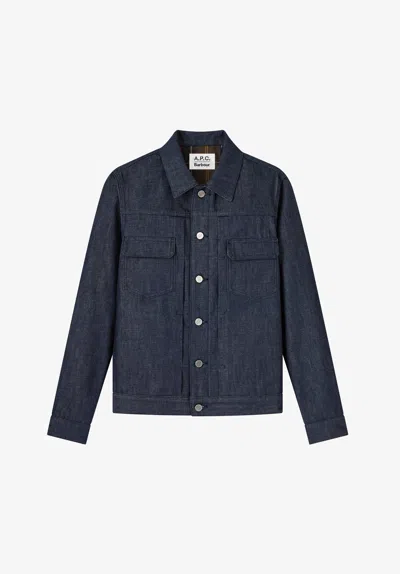A.p.c. A. P.c. Denim Trucker Jacket A. P.c X Barbour Xs Indigo In Blue