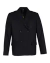 Apc A. P.c. Double-breasted Blazer In Navy Blue Wool In Blue