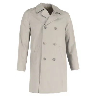 Apc A. P.c. Double-breasted Coat In Grey Cotton