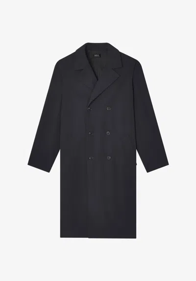 A.p.c. A. P.c. Double-breasted Coat Xxl Navy Blue