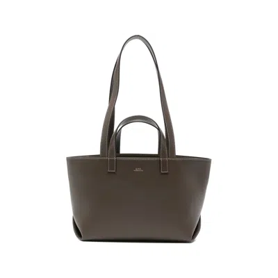 A.p.c. A. P.c. Drummer Logo-print Top-handle Tote Bag In Brown