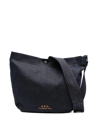 A.p.c. A. P.c. Elegant Shoulder Handbag With Button Closure In Blu