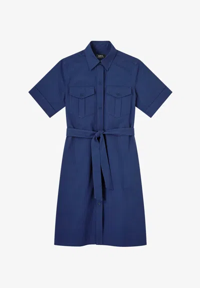 A.p.c. A. P.c. Evy Dress 40 Navy Blue In Black