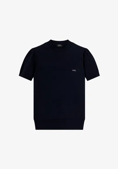 A.p.c. A. P.c. Fitted Merino Wool Sweater Xs Navy Blue In Multi