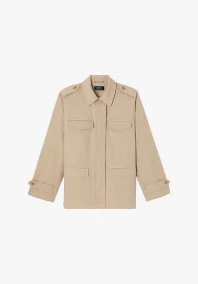 A.p.c. A. P.c. Fitted Safari Jacket 40 Beige In Brown