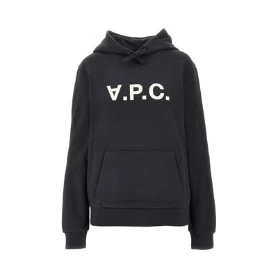 A.p.c. A. P.c. Flocked Logo Hoodie In Black