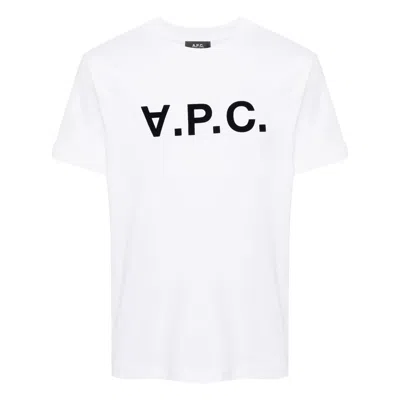 Apc A. P.c. Flocked-logo Cotton T-shirt In White
