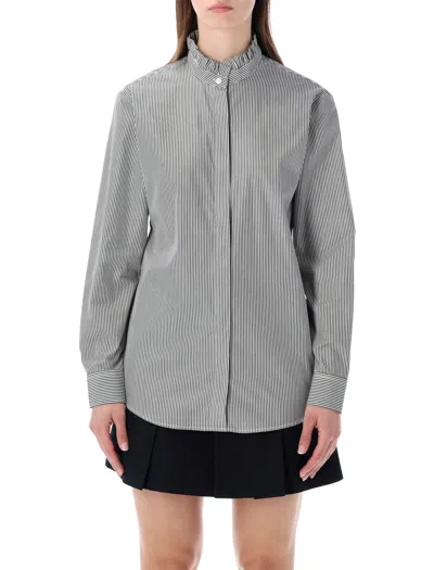 A.p.c. A. P.c. Frill Collar Mini Shirt - Size 36 In Gray