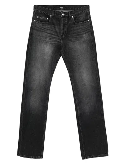 A.p.c. A. P.c. Front Button Closure Five-pocket Cotton Jeans With Belt Loops In Nero