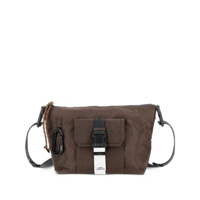 A.p.c. A. P.c. Front Pocket Carabiner Shoulder Bag In Brown