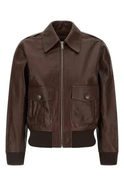 A.p.c. Gaelle Collar Jacket Rib Cuffs Hem Pockets In Brown