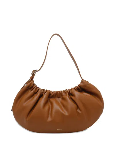 Apc A. P.c. Gathered Shoulder Bag In Brown