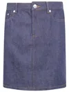 A.p.c. Denim Skirt Belt Loops Front Back Pockets In Blue