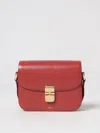Apc Mahogany Shoulder Bag With Gold Color Engraved Logo In Leather Woman In Red