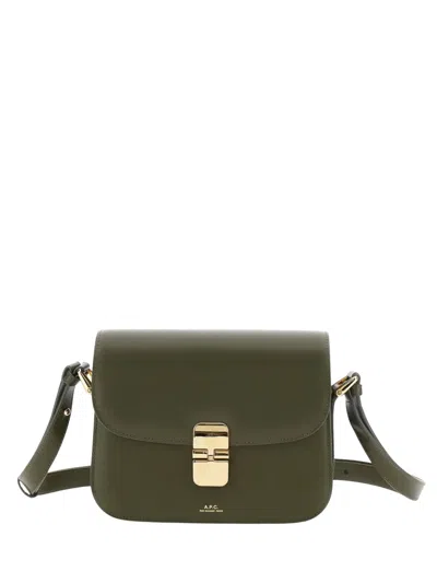 A.p.c. A. P.c. Grace Small Smooth Leather Bag In Green