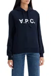 Apc A.p.c. Milo Hoodie With Flocked Logo Print In Blue