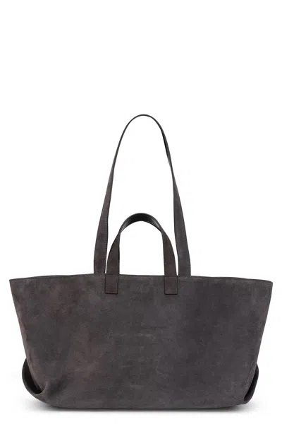 A.p.c. A. P.c. Gray Suede Tote Handbag With Pouch In Grey