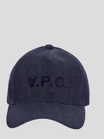 Apc Visor Cap In Textured Denim Blend In Grey