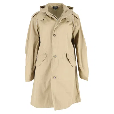 Apc A. P.c. Hooded Parka Coat In Beige Cotton In Neutral