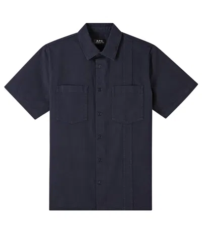 A.p.c. A. P.c. Hunt Short-sleeve Shirt Xxl Navy Blue