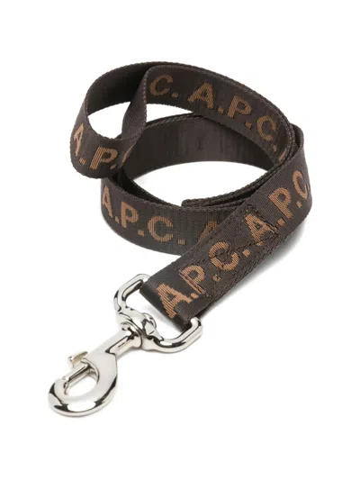 A.p.c. A. P.c. Jacquard Logo Motif Nylon Hook Fastening Accessory In Marrone