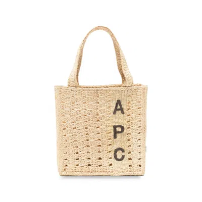 A.p.c. A. P.c. June Logo-embroidered Woven Tote Bag In Neutral