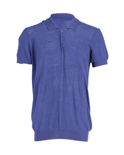 Apc A. P.c. Knitted Polo Shirt In Blue Viscose