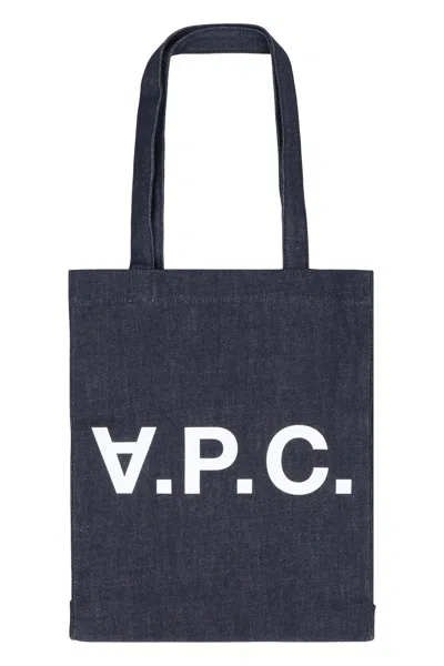 A.p.c. A. P.c. Laure Tote Denim Handbag Tote Bag With Internal Pocket
