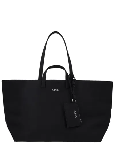 A.p.c. A. P.c. Le Drummer Canvas Tote Bag In Black