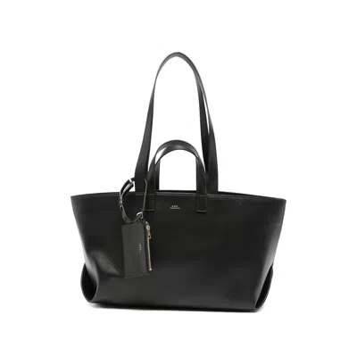 A.p.c. A. P.c. Le Drummer Logo-stamp Leather Tote Bag In Black