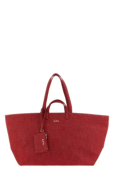 Apc A. P.c. 'le Drummer Toile' Large Shopping Bag In Red