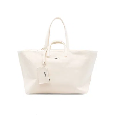 Apc A. P.c. Le Drummer Toile Tote Bag In White