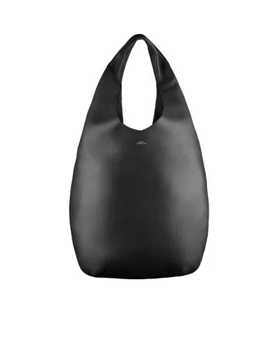 A.p.c. Shoulder Bag Shopper Dual Handles Texture In Black