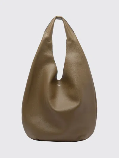 A.p.c. A. P.c. Le Neige Large Shoulder Bag In Grained Leather With Laminated Logo In Blue