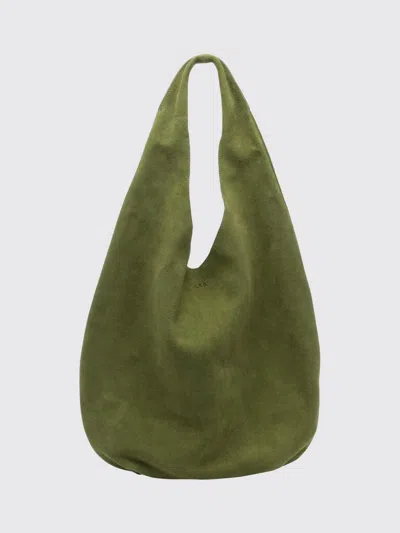 A.p.c. A. P.c. Le Neige Suede Leather Shoulder Bag With Rounded Shape And Flat Handle In Green