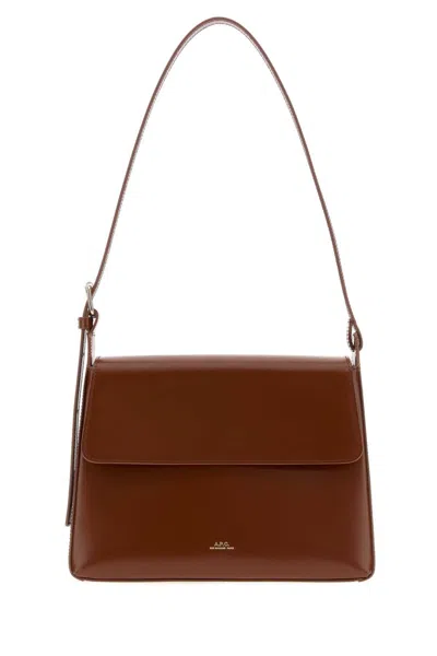 A.p.c. A. P.c. Leather Shoulder Handbag In Brown