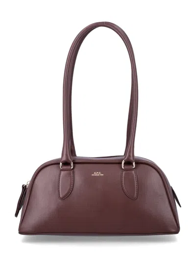 A.p.c. A. P.c. Leather Top Handle Shoulder Bag In Burgundy