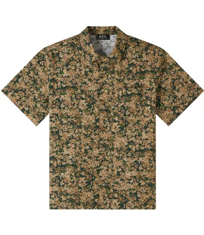A.p.c. A. P.c. Lloyd Short-sleeve Shirt Xxl Khaki In Brown