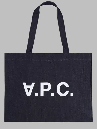 A.p.c. A. P.c. Logo Print Cotton Tote Bag In Blue