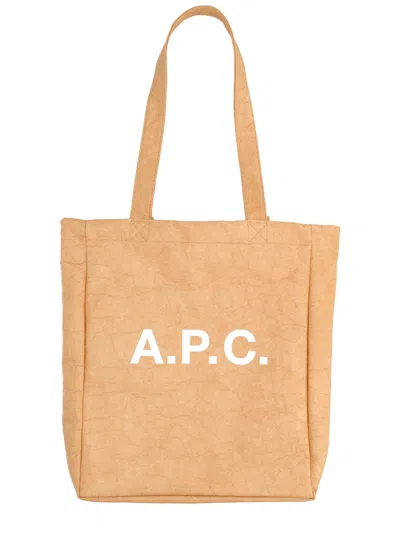 A.p.c. A. P.c. Logo Print Tote Bag In Beige