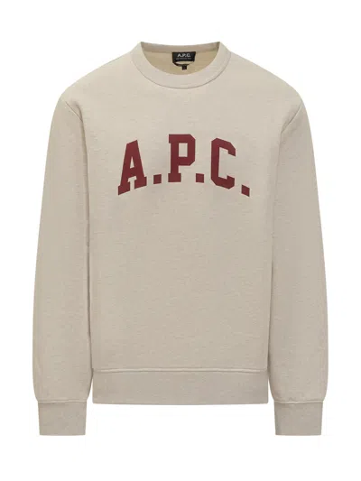 A.p.c. Apc A. P.c. Logo Sweatshirt In Organic Cotton In Ecru Chine