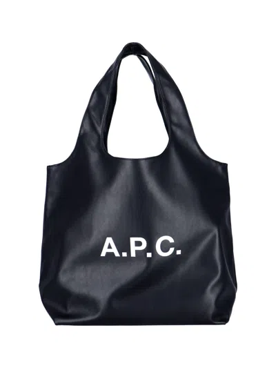 A.p.c. A. P.c. Logo Tote Bag In Black