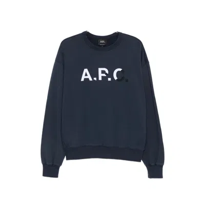 A.p.c. A. P.c. Logo-print Sweatshirt In Blue