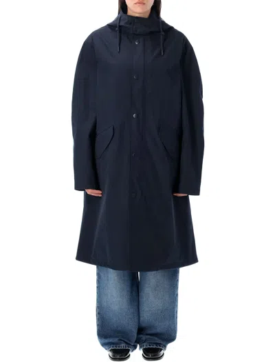 A.p.c. A. P.c. Long Hooded Raincoat In Blue